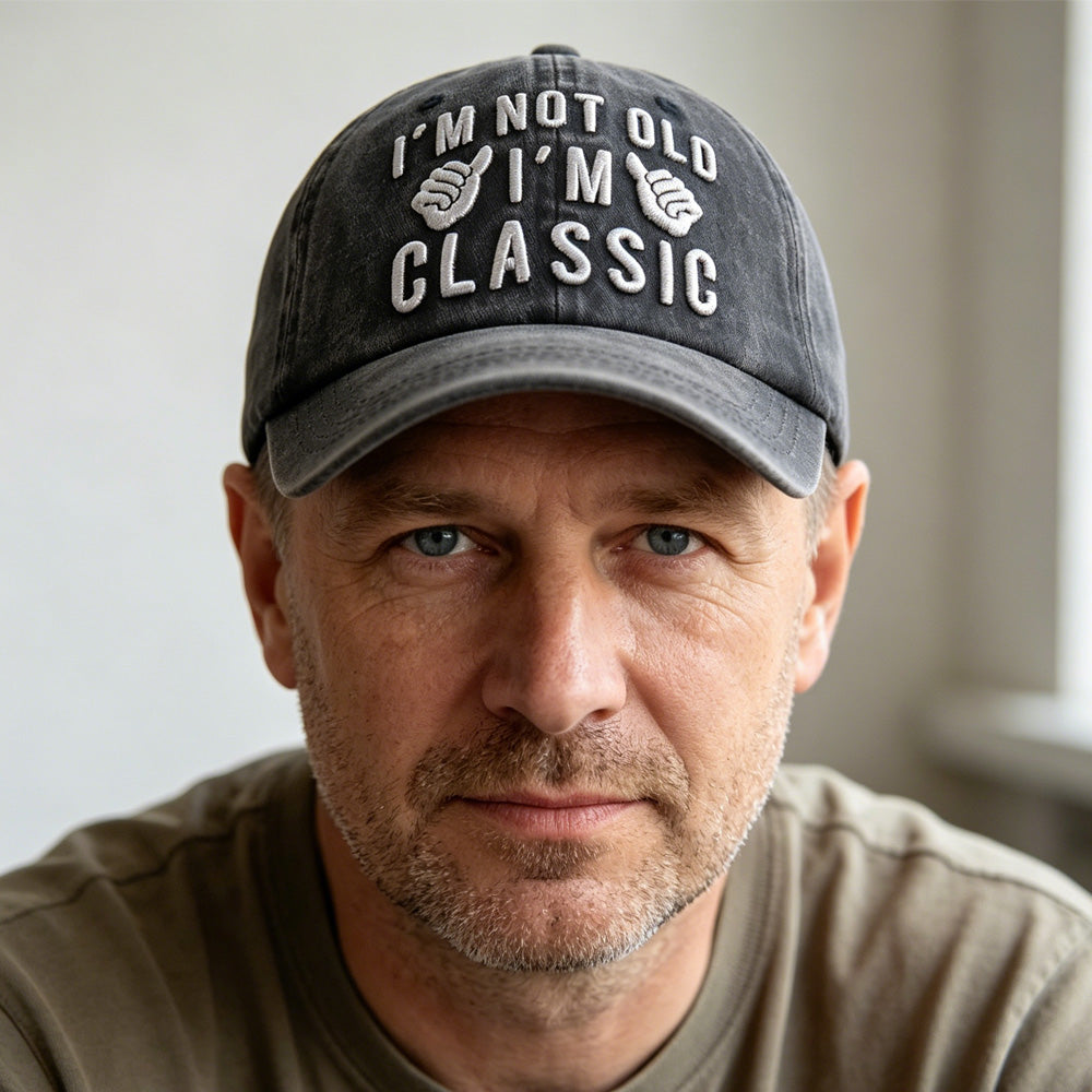 2pcs I'm Not Old I'm Classic Baseball Cap, Vintage Washed Cotton Funny Adjustable Hat For Men Women, Funny Statement Casual Hat
