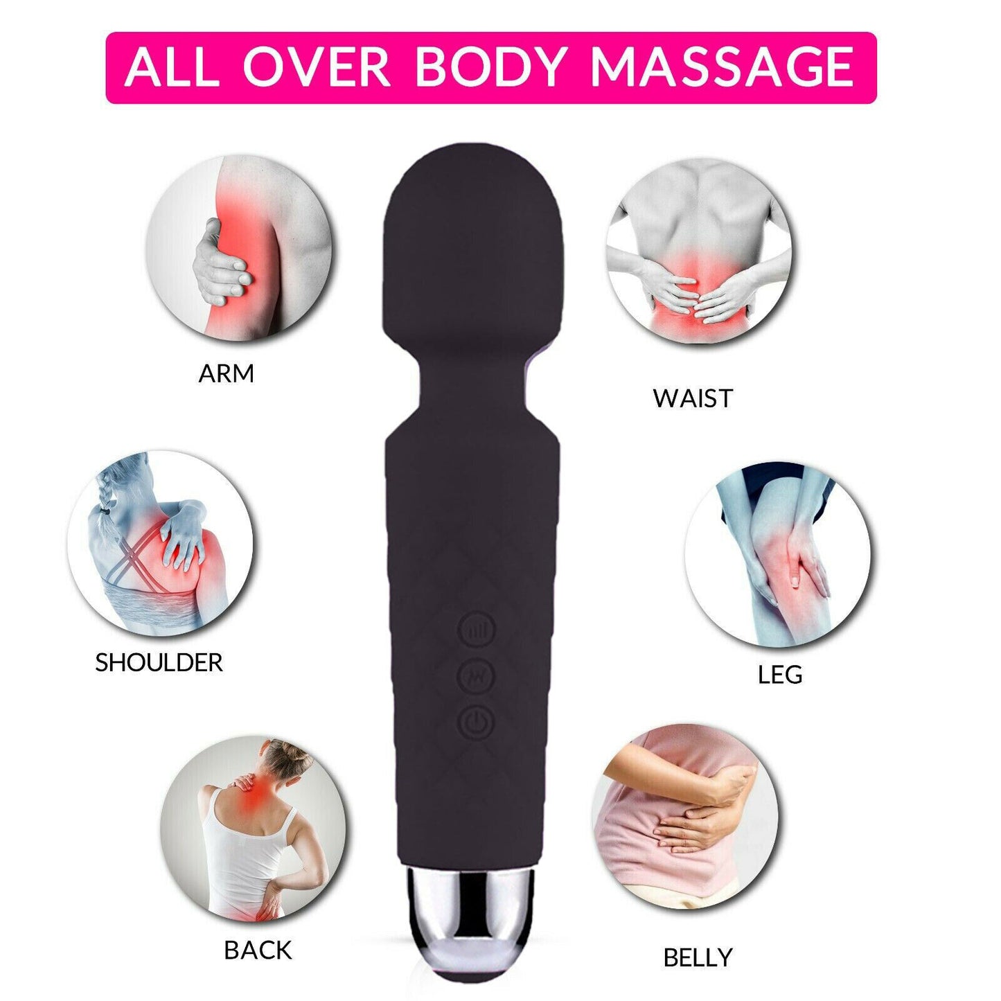 20 Speed Handheld Massager Wand Vibrating Massage Magic Full Body Therapy Motor