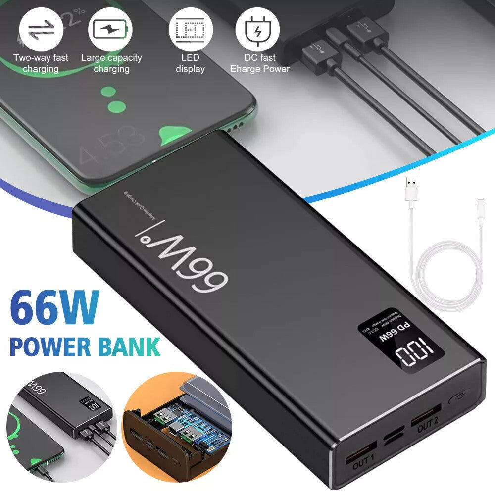 9000000mAh Power Bank Pack Fast Charger 2 USB External Battery For Mobile Phone