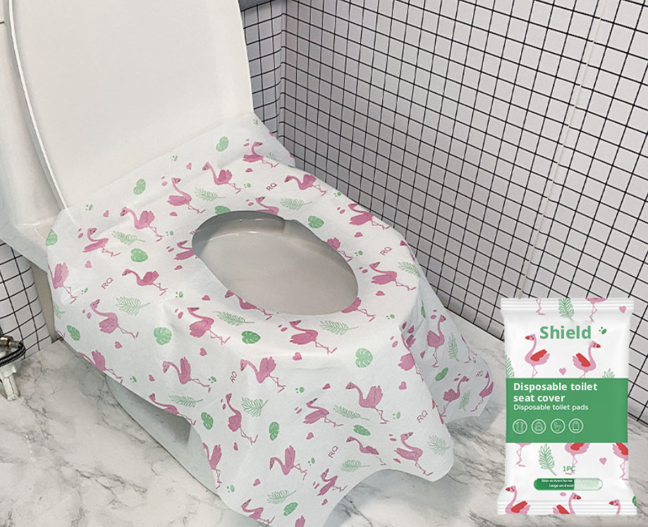 Disposable printed toilet seat-Flamingo model-laminated non-woven fabric-10 pieces-1 bag