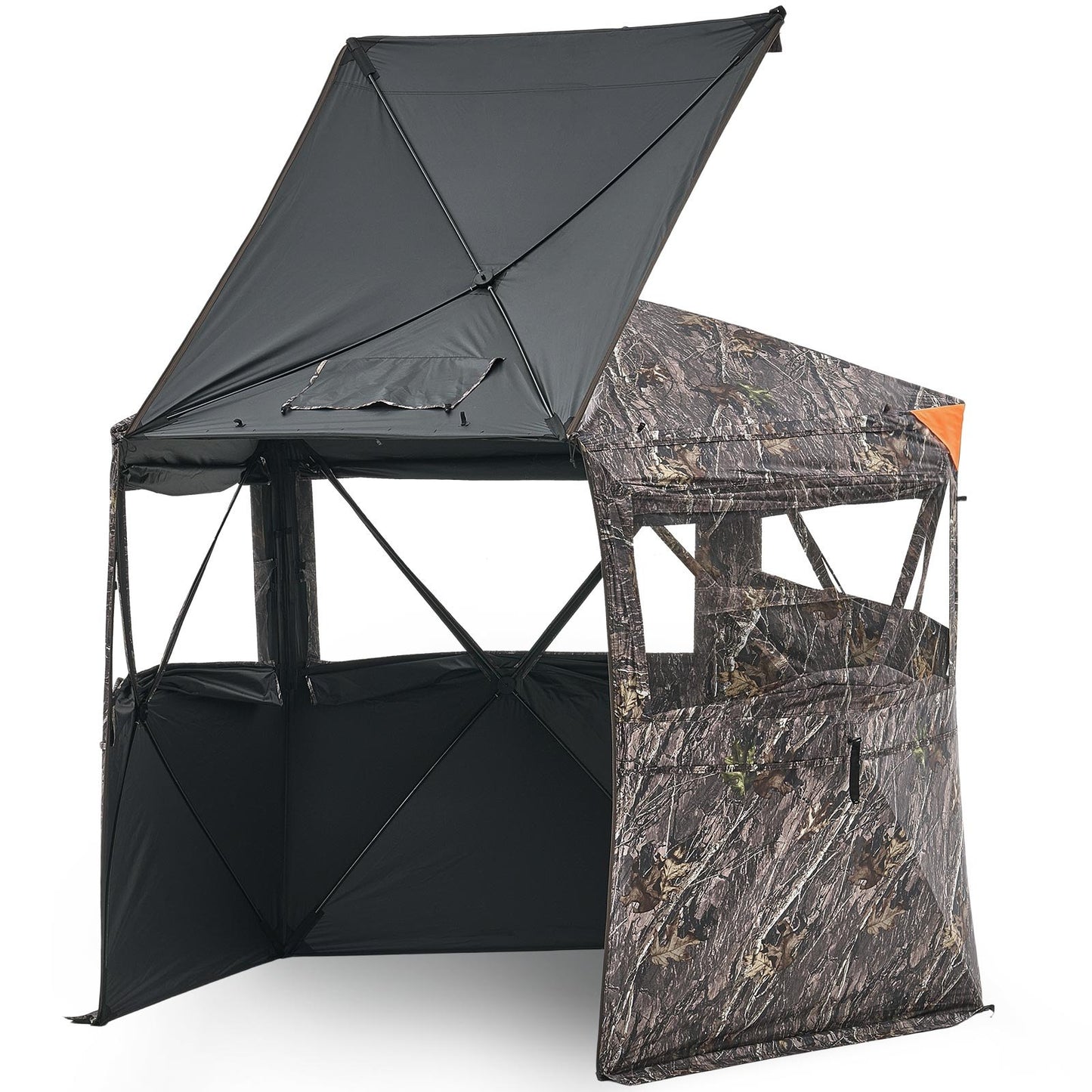 Hunting Blind, 6-7 Person Ground Blinds With Carrying Bag, Portable Camouflage Tent, Reinforced Durable Concealed Shelter With Silent Zipper Door And Window, For Turkey And Deer