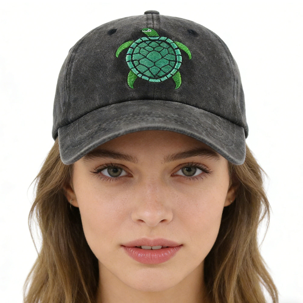 2pcs Sea Turtle Hat For Women Men, Funny Adjustable Embroidered Wild Animals Baseball Cap
