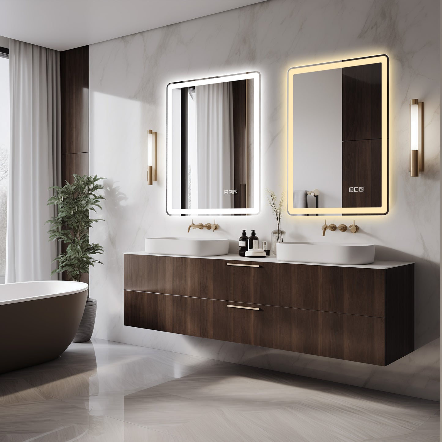 Miroir LED Salle de Bain 91x91cm - Anti-buée Anti-explosion
