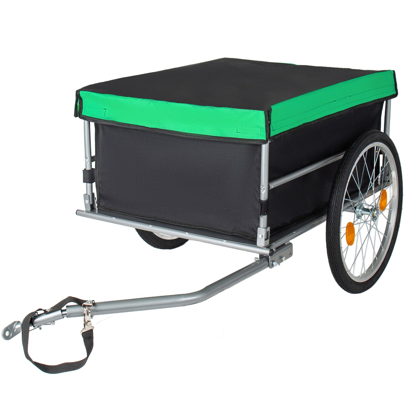 Foldable Bicycle Bike Cargo Trailer With 20 Wheels Removable Cover Folding Frame Quick Release Bike Cart Bike Wagon Trailer For Luggage Tools Groceries. Black Green