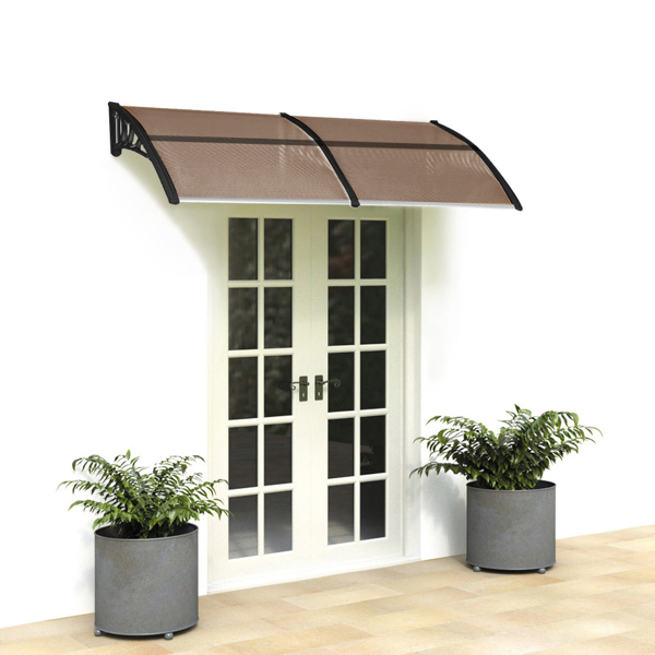 80X38in Household Application Door & Window Rain Cover Eaves Brown Board & Black Holder