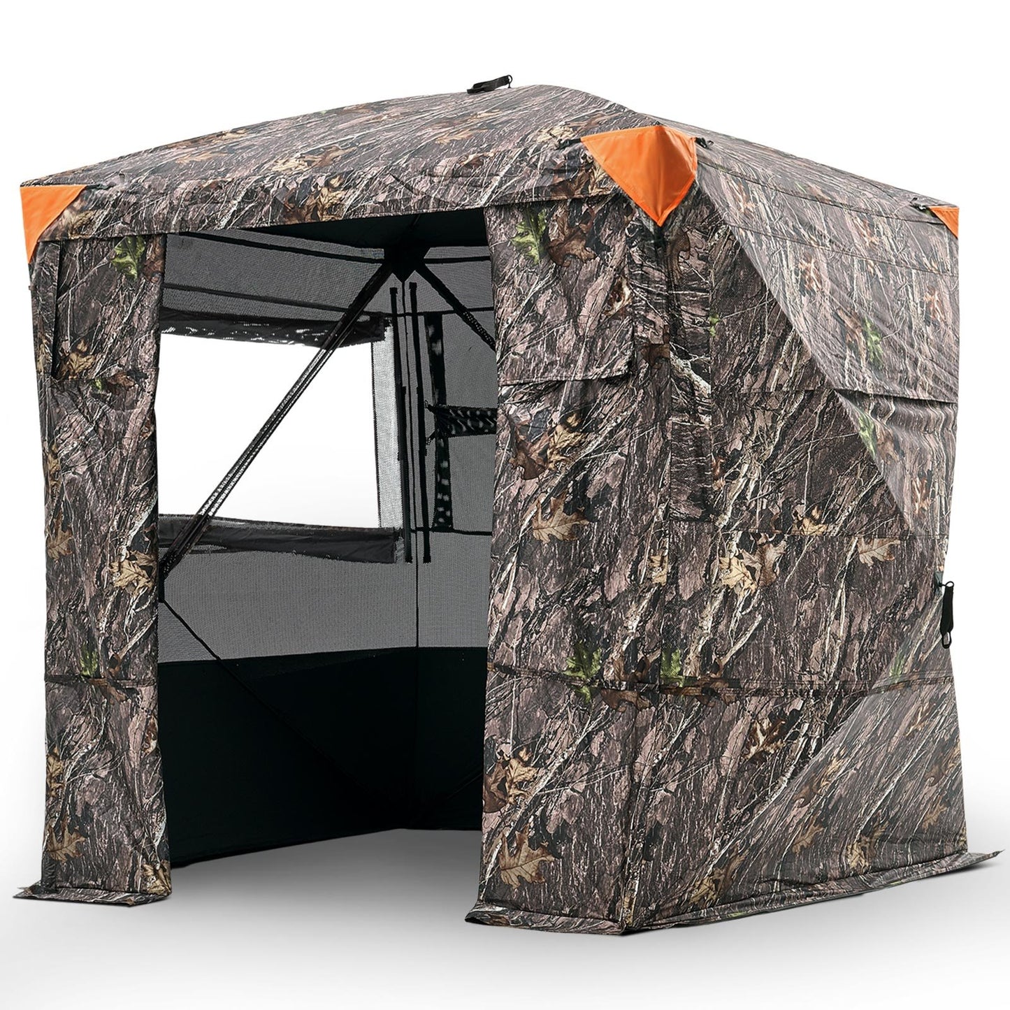 Hunting Blind, 4-5 Person See Through Ground Blinds With Carrying Bag, 270 Degree Portable Camouflage Tent, Durable Concealed Shelter With Silent Magnetic Door And Window, For Turkey And Deer