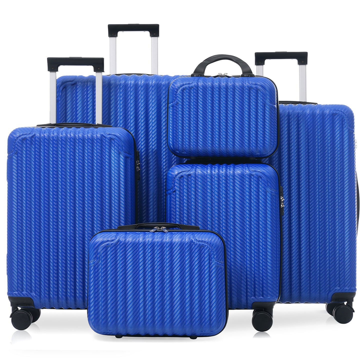 Ensemble de 6 valises rigides ABS durables avec roulettes pivotantes, serrure TSA et crochets latéraux, légères