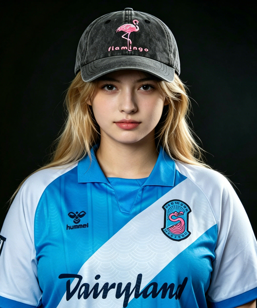 2pcs Vintage Washed Cotton Baseball Cap With Flamingo Embroidery, FC The Flamingos World Cup Fan Hat Adjustable Unisex Soccer Hat For Men Women