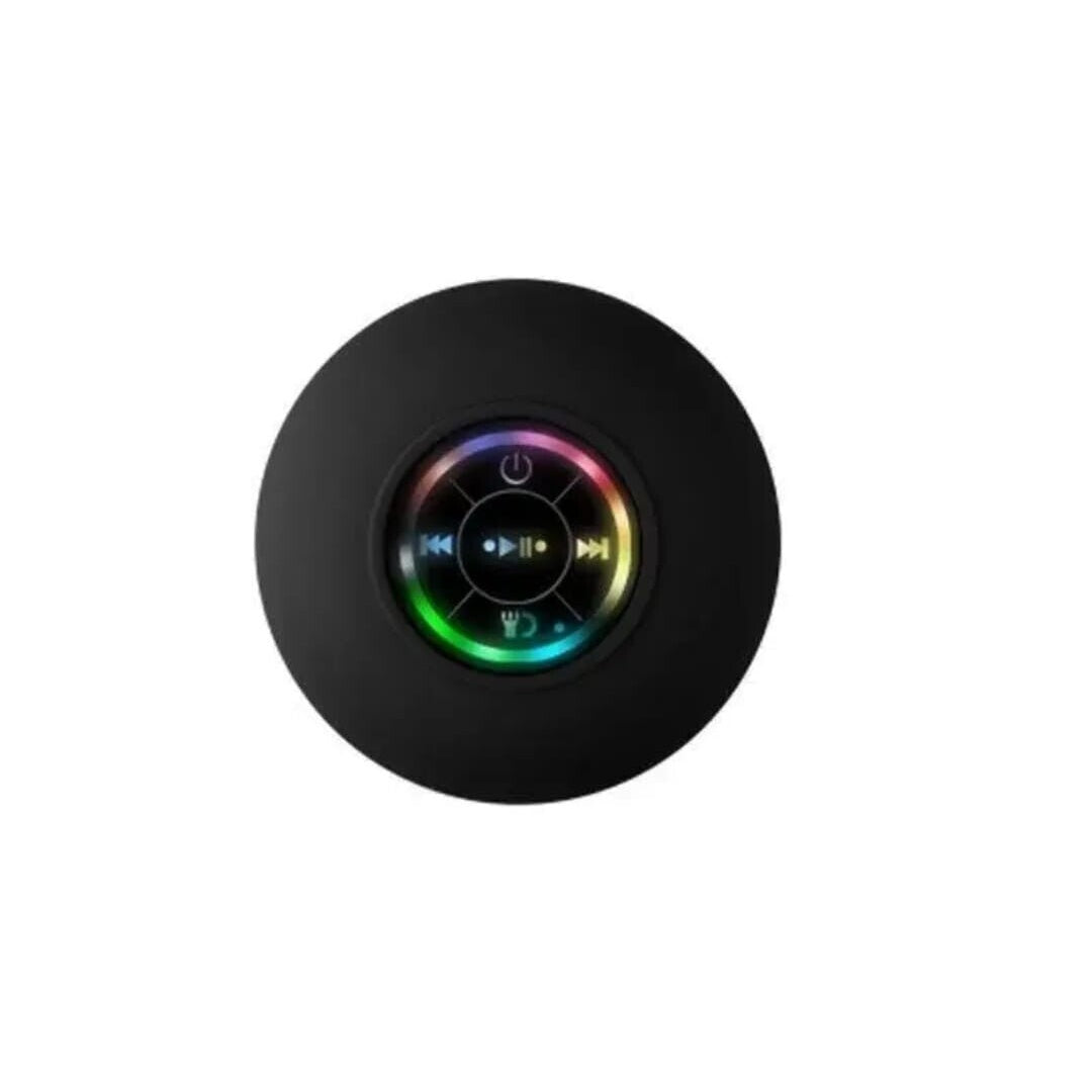 Waterproof Bluetooth Wireless Shower Speaker Bathroom Speaker LED Light Portable--black