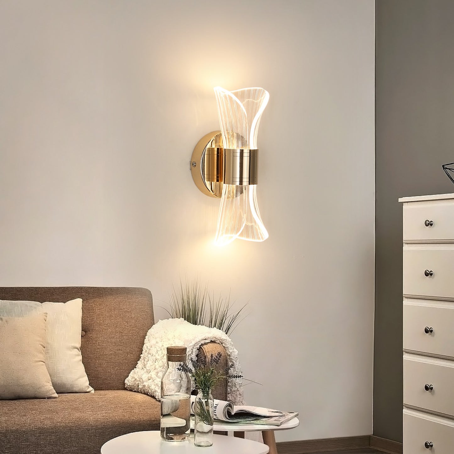 Applique murale LED acrylique 3 couleurs intérieure (lot de 2)