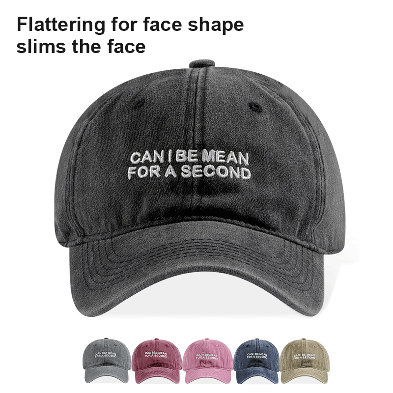 Navy Washed Cotton Baseball Cap With Sassy Quote Embroidery Adjustable Casual Hat