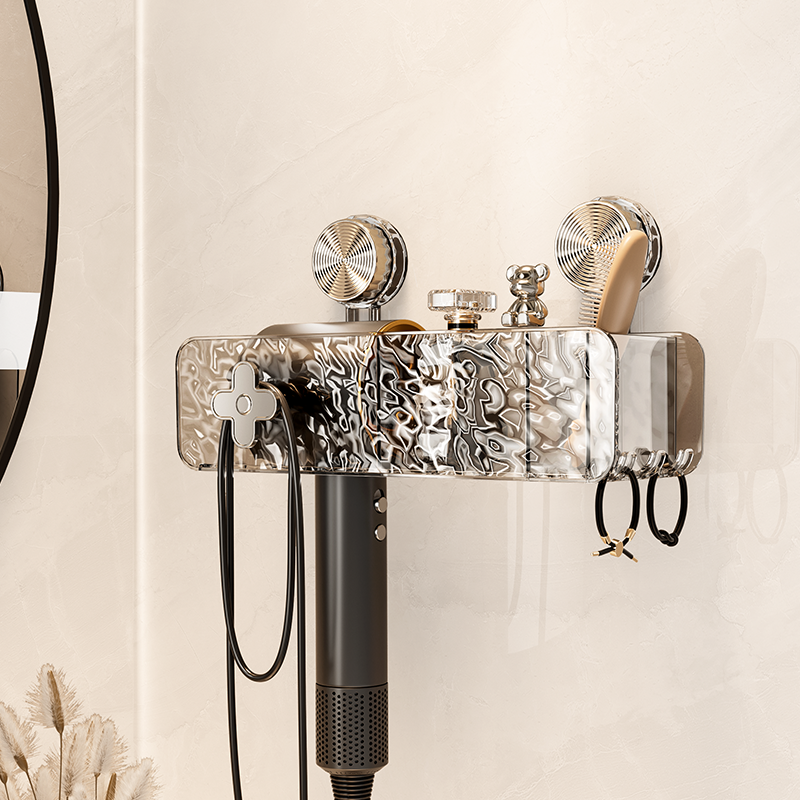 Hair dryer shelf-transparent gray-1 pack