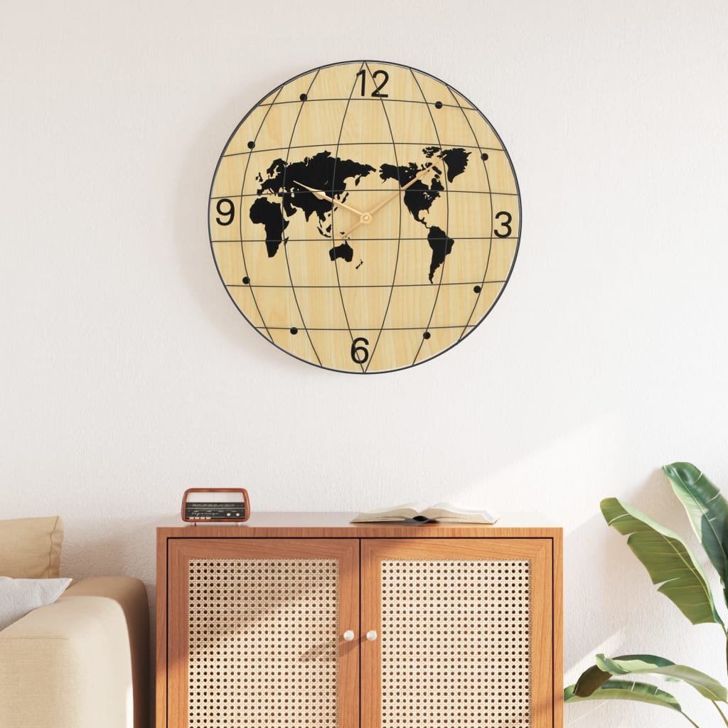 Wall Clock Yellow and Black Ø50 cm Wood Material