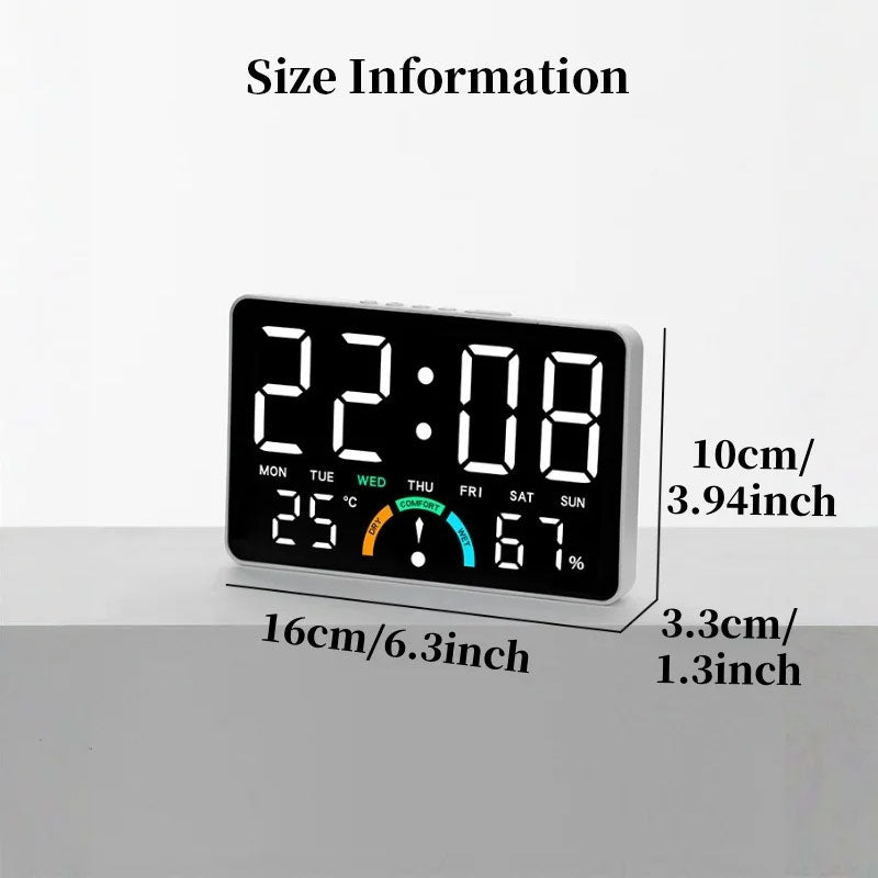 Digital Alarm Clock with Temperature & Humidity Display, Dual Alarm, Snooze