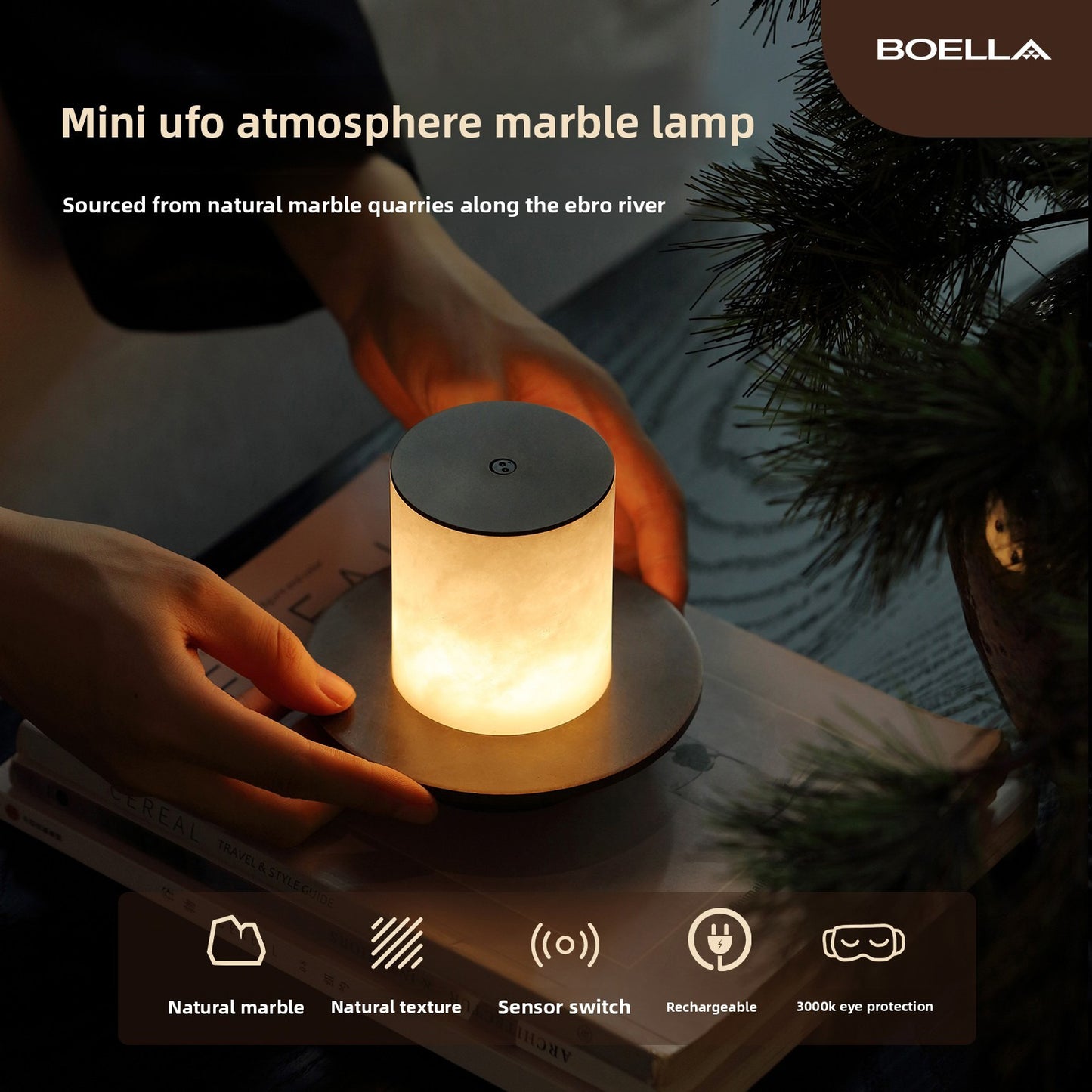 Mini lampe d'ambiance en albâtre UFO