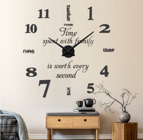 European Retro Creative Living Room 3d Acrylic Wall Clock