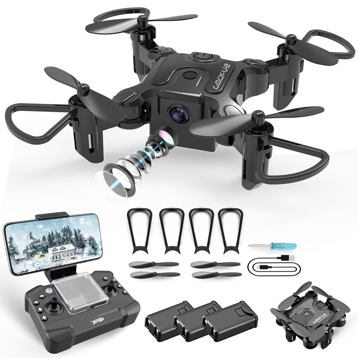 AU V2 Mini Drone Selfie WIFI FPV With HD Camera Foldable Arm RC Quadcopter Toy.