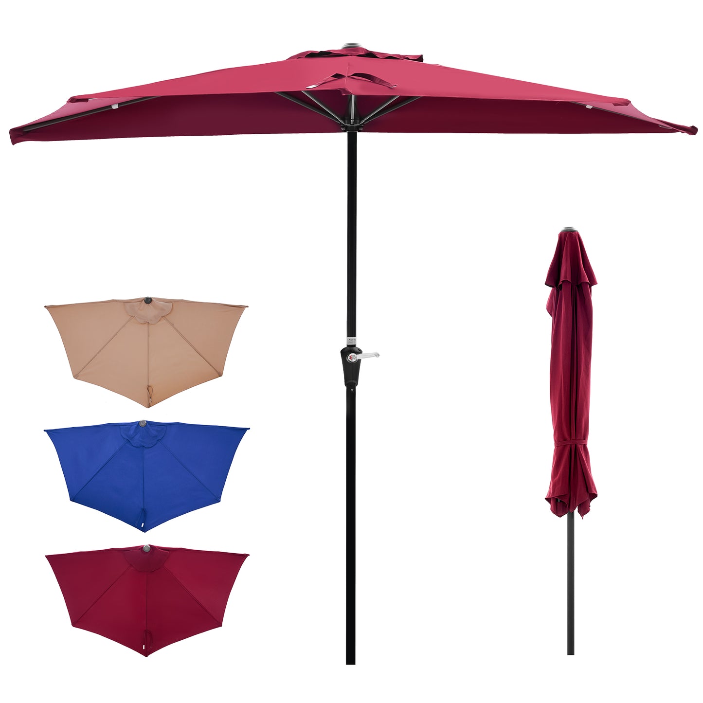Sturdy Frame Central Column Semi-umbrella For Home Patio Garden. Durable Umbrella That Serves Both Sun Protection And Rain Shelter Purposes.