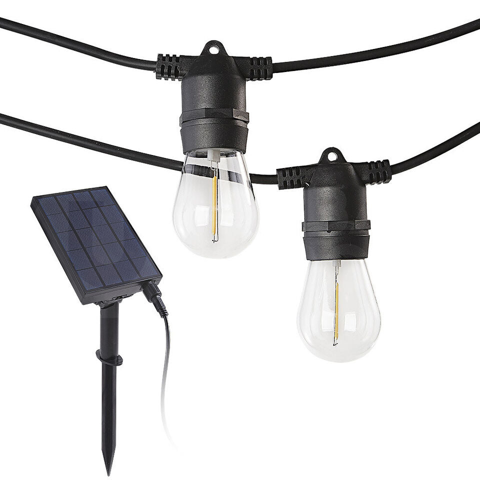 15M 48FT Solar Festoon Lights Outdoor Garden Party 15 LED String Waterproof