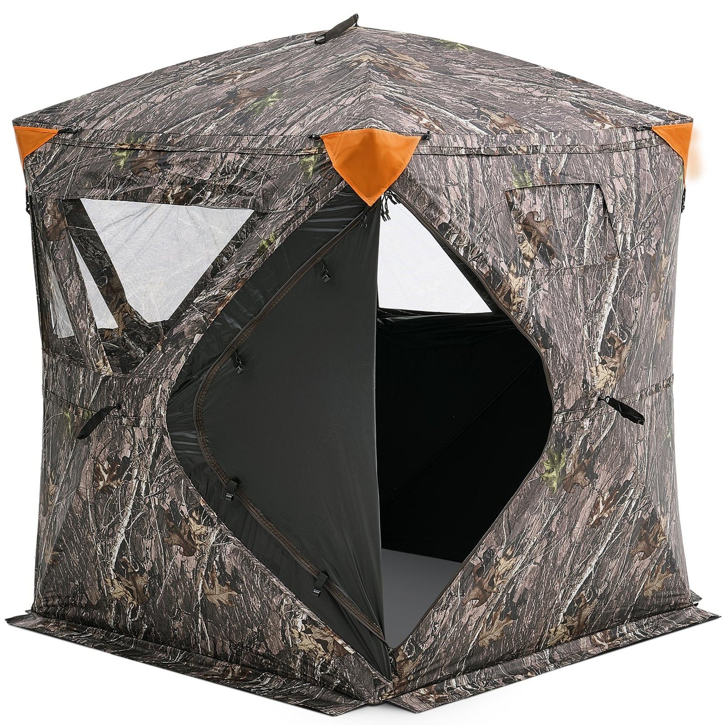 Hunting Blind, 270° Ground Blind, 1-2 Person Pop Up Deer Blind For Hunting With Carrying Bag, Portable Resilient Hunting Tent, 3 Horizontal Windows For Turkey And Deer Hunting
