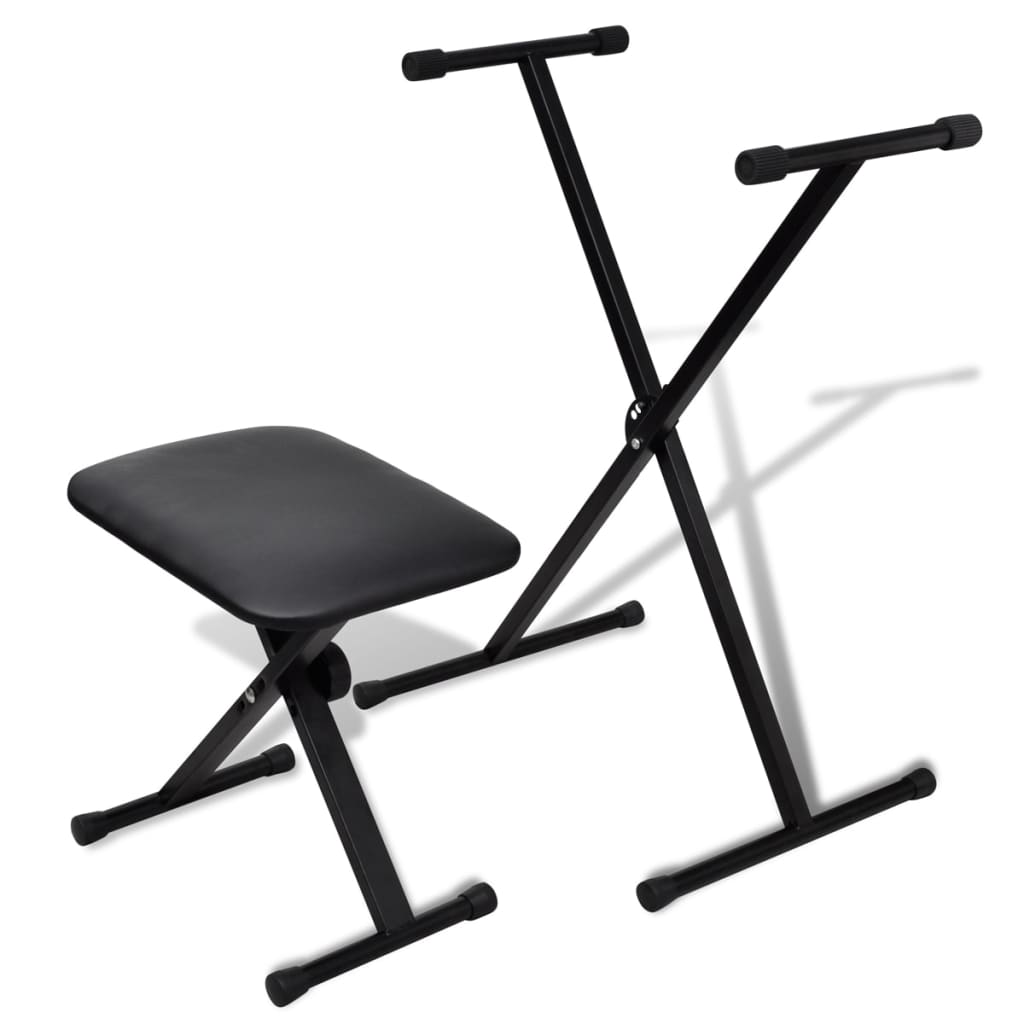 Adjustable keyboard stand and stool set
