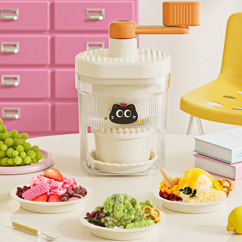 Manual Ice Shaver Crusher Shredding Snow Cone Maker Machine Create Drink Tool