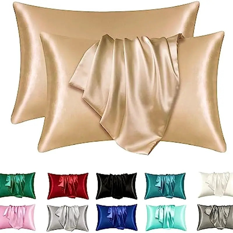 Silk - like Solid Color Double - sided Satin Pillowcase