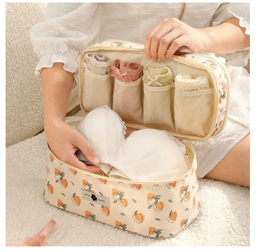 Underwear bag-peach pattern-milk apricot color-polyester material-1 piece