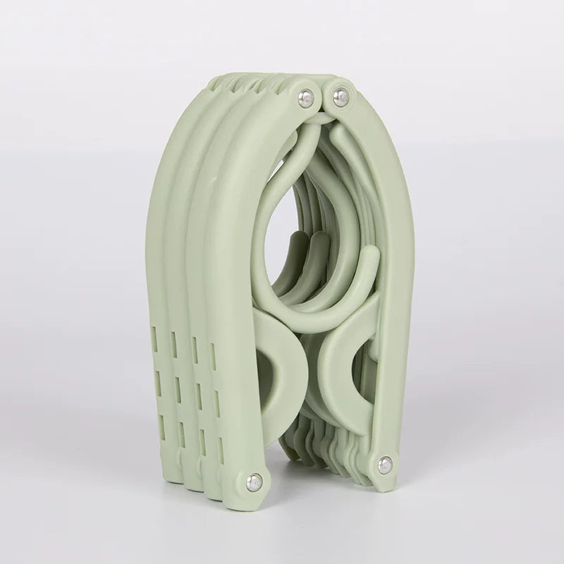 Travel Portable Folding Clothes Hanger-Solid Color-Matcha Green-1 Pack