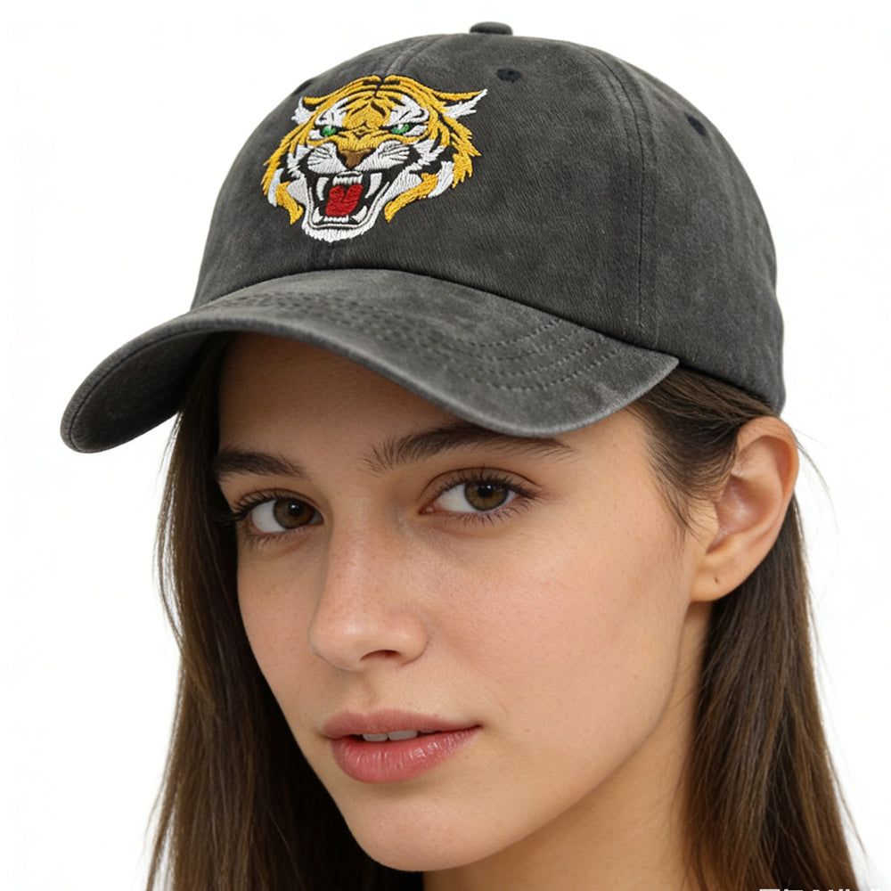 2pcs Tiger Hat For Men Women, Tiger Gifts For Tiger Lovers, Classic Cotton Wild Animals Embroidered Baseball Cap