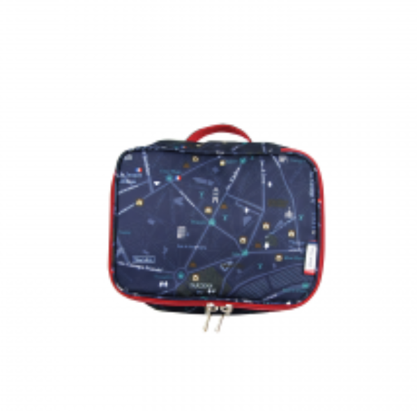 Sac de rangement de voyage, cube d'emballage pour vêtements et valise, bleu marine motif carte, taille S