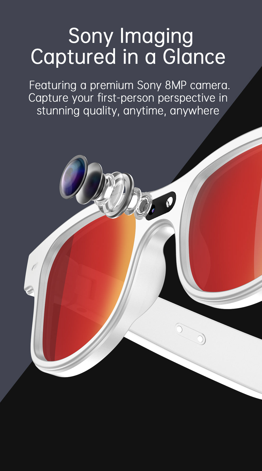 Lunettes Connectées 8MP IA Bluetooth - Traduction (Modèle G3)