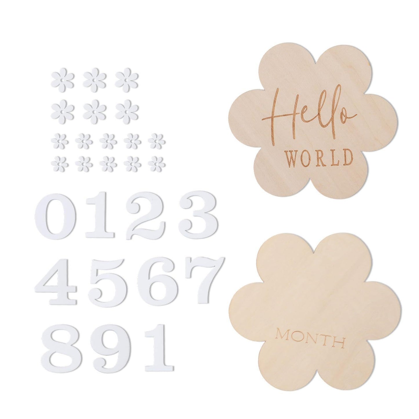 Cartes Étapes Bébé Fleur en Bois - Accessoires Photo Mensuels
