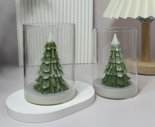Pine scented candle-green-random fragrance-mixed wax-1 piece