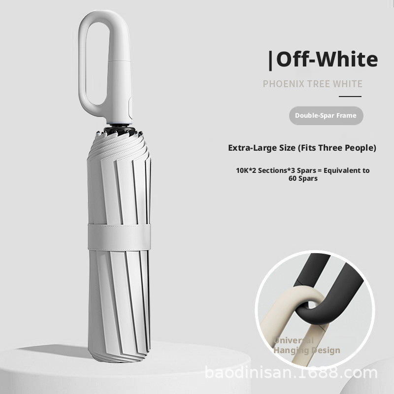 Ring buckle automatic umbrella-10 bones-beige white-glass fiber + paint iron frame-1