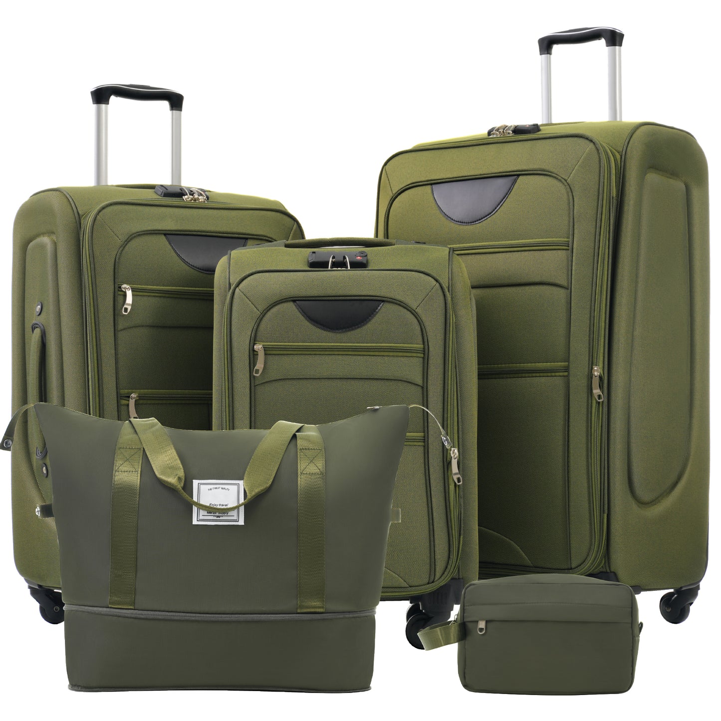 Ensemble de 3 valises souples extensibles avec sac de voyage, roulettes pivotantes, légères, 22 26 et 30 pouces