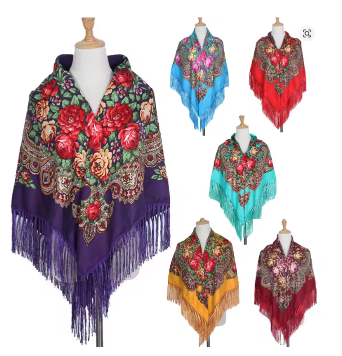 Sjaal etnische stijl 130x130 cm bedrukte vierkante sjaal hoofddoek