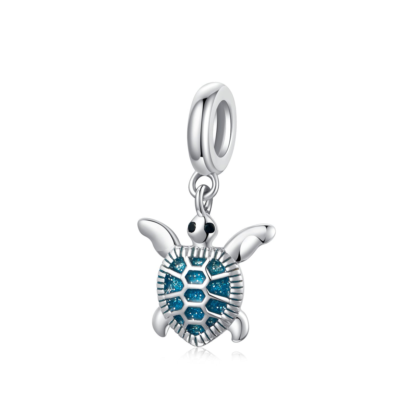 Sea Turtle Charm 925 Sterling Silver Blue Enamel Pendant Bead For DIY Charm Bracelet Necklace Ocean Jewelry Gift