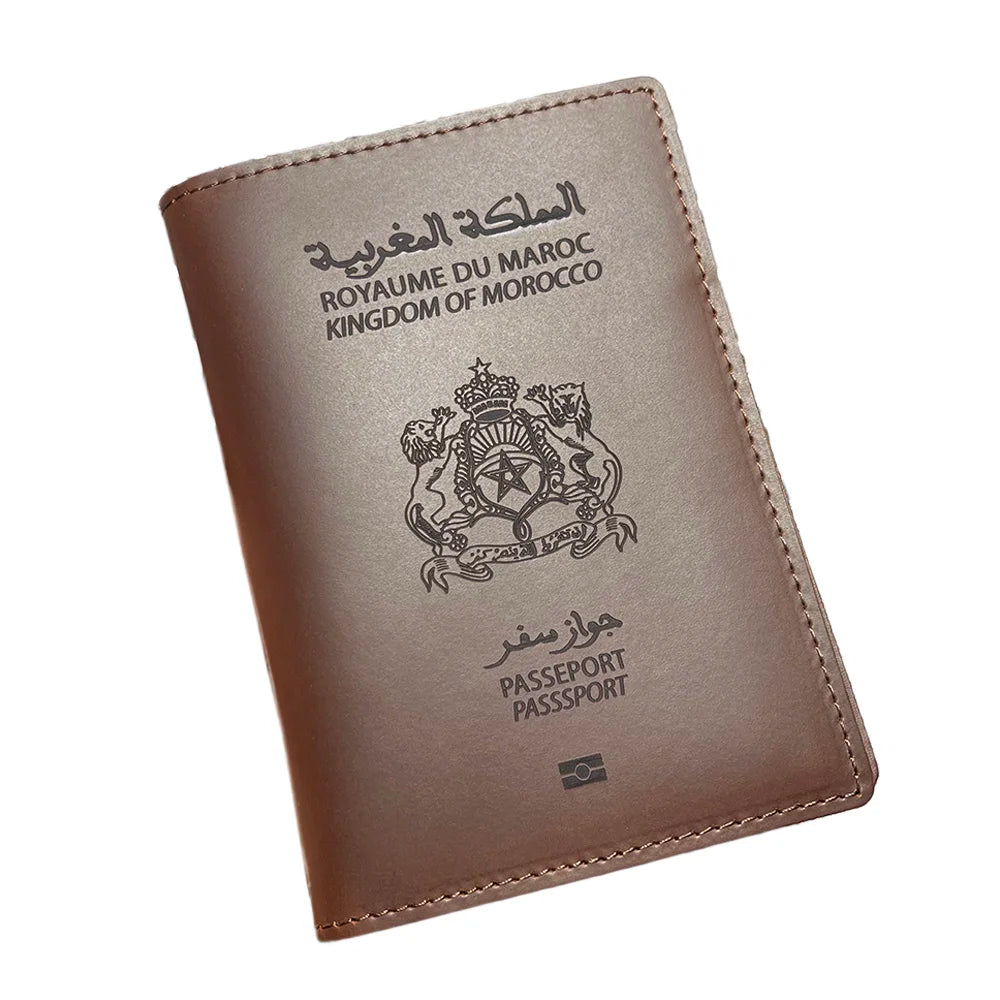 Handmade Kingdom of Morocco Passport Cover Genuine Leather Moroccan Passport Holder
