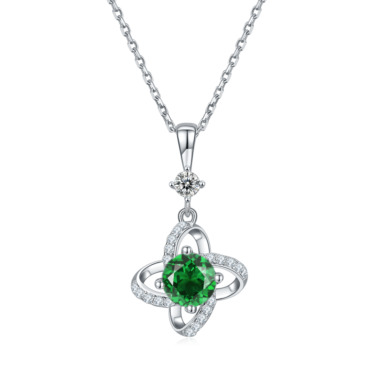 Collier Trèfle 4 Feuilles Argent S925 - Moissanite 6.5mm