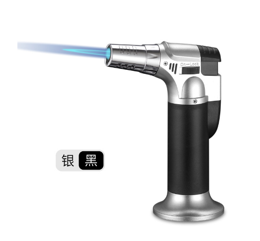 Silver Direct-fired Cigar Torch Welding Gun, Barbecue Lighter, Ignition Device, Ignition Gun. Windproof And Adjustable Single Flame. Rechargeable. Ergonomic Design. Comfortable To Hold. Suitable For O