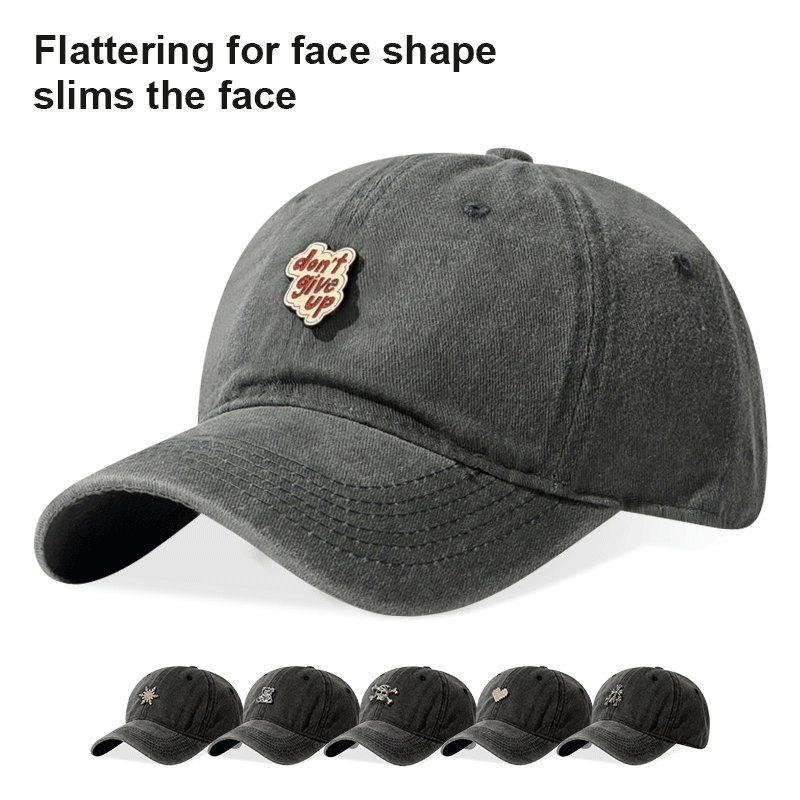 Washed Old Quick Drying Baseball Cap Handmade Accessory Pattern Printed Duckbill Cap Big Head Circumference Sun Hat For Women