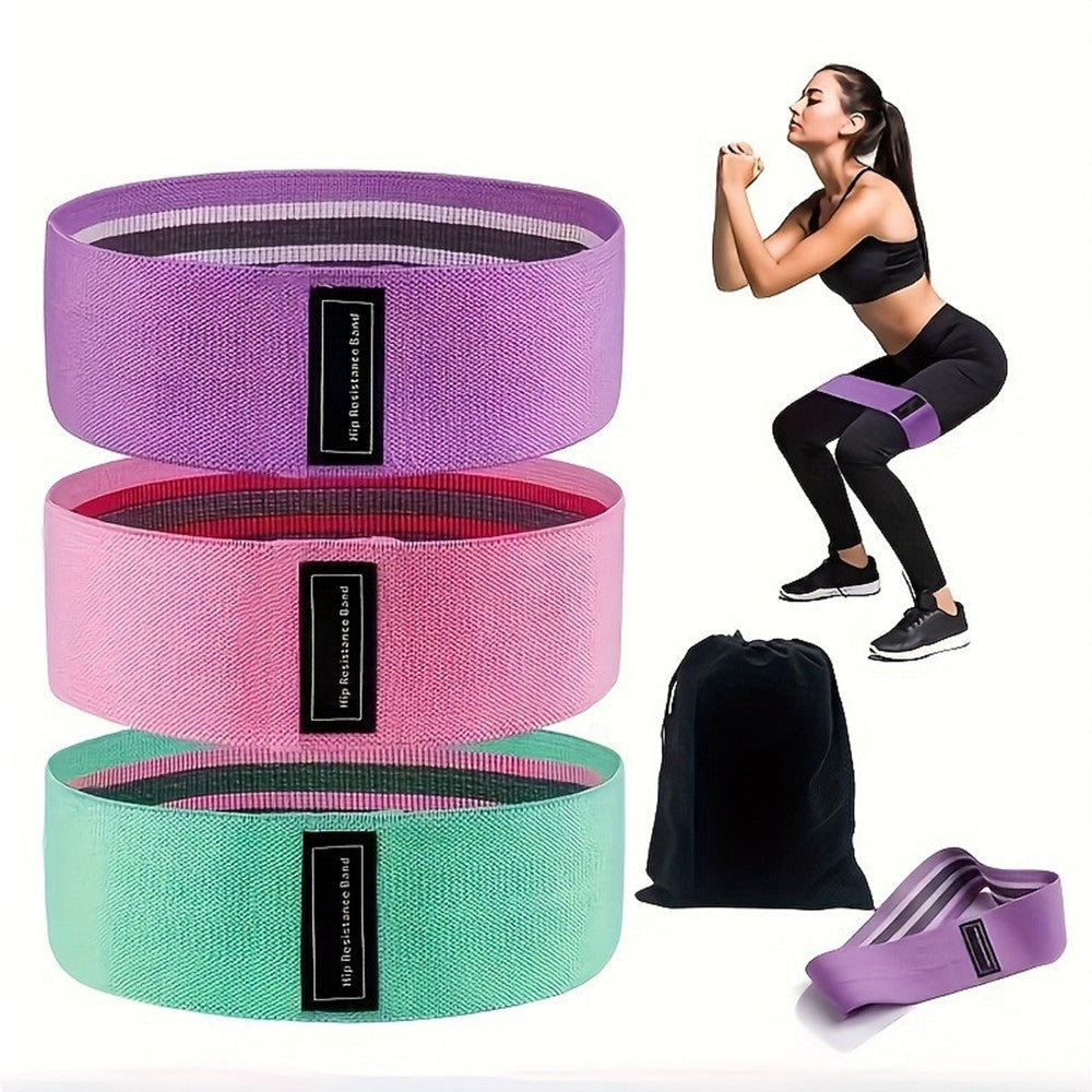 Set Of 3 Resistance Exercise Loop Bands Fitness Home Gym Yoga Glutes Booty Trainer