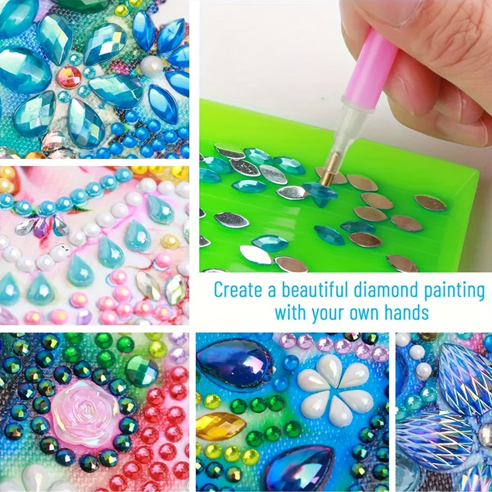 DIY Diamond Painting Kit Birthday Card Kit, Unique Flower Pattern Design, Rhinestone Diamond Painting Art Mosaic Postcards, Holiday Greeting Cards Perfect For Families, Friends, And Lovers, Handmade C