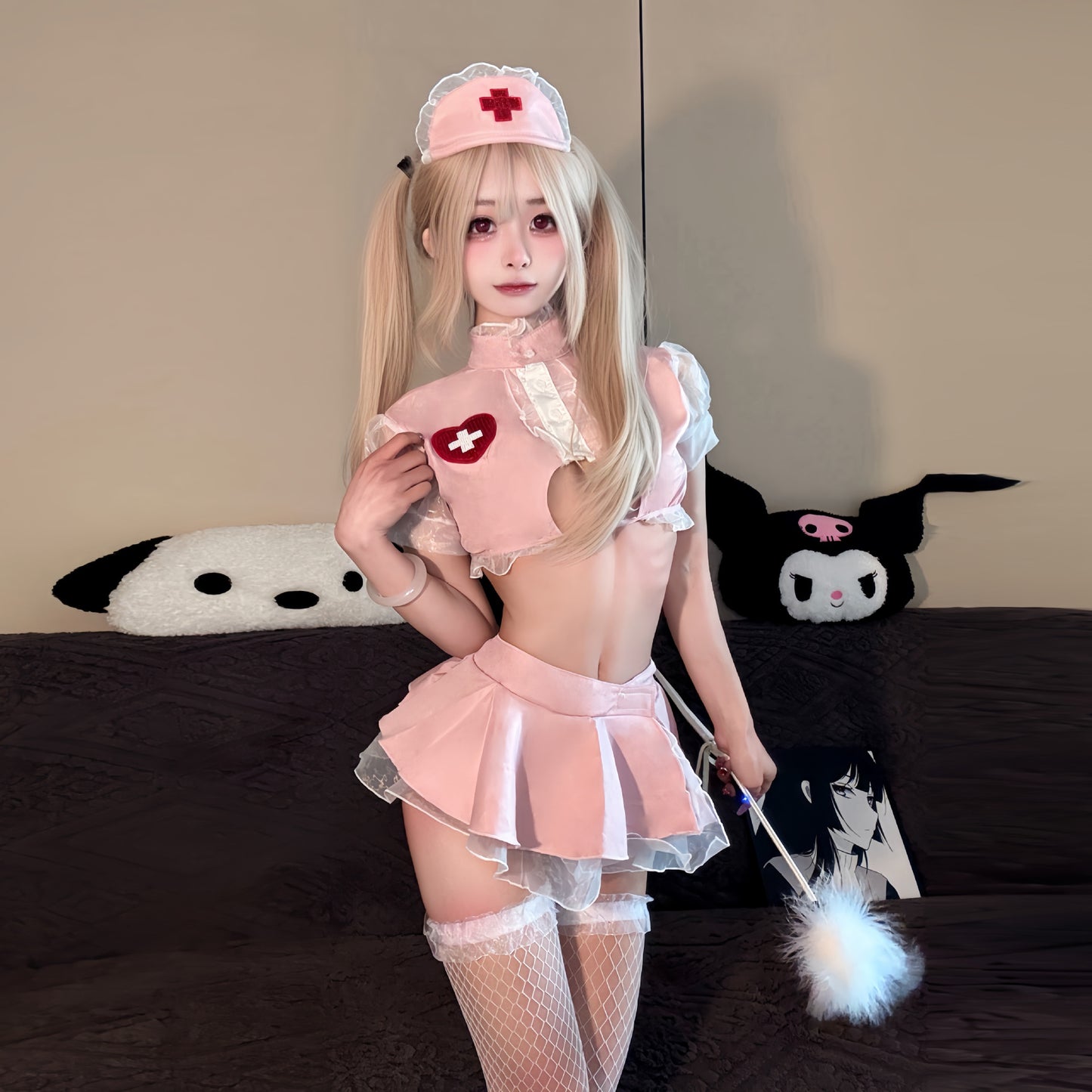 Cute Nurse Uniform Role-play Hollow Out Lingerie For Women