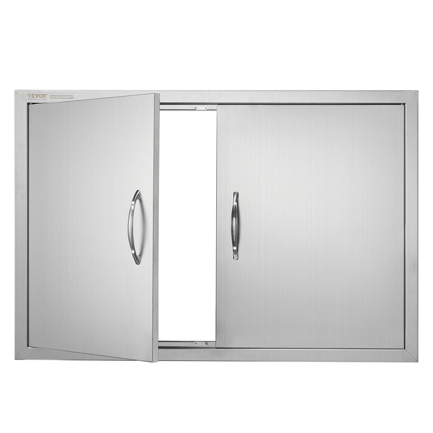 BBQ Access Door, 36W X 24H Inch Double Outdoor Kitchen Door, Stainless Steel Flush Mount Door, Wall Vertical Door With Handles, For BBQ Island, Grilling Station, Outside Cabinet