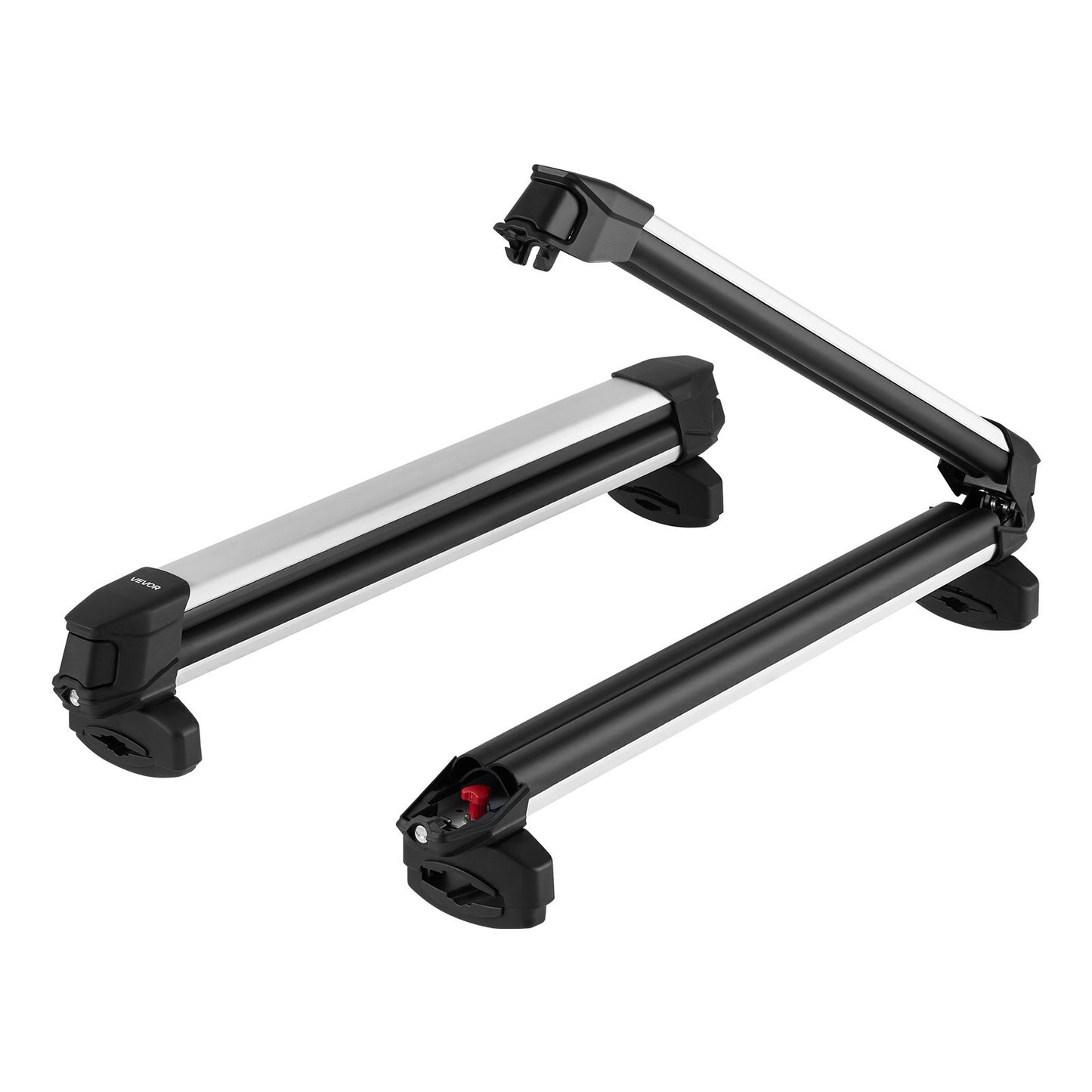 Ski & Snowboard Roof Rack, Carry Up To 6 Pairs Of Skis Or 4 Snowboards, 2 PCS Aluminum Universal Car Roof Rack Top Holder With Lock And Rubber Padding For Fishing Pole Rod, Fit Most Crossbars