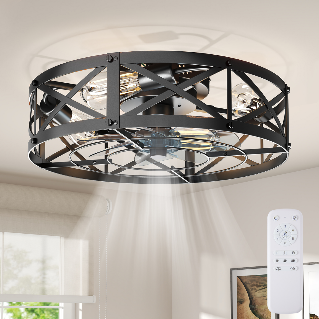Ventilateur de plafond encastré avec éclairage LED, sans pales, télécommande