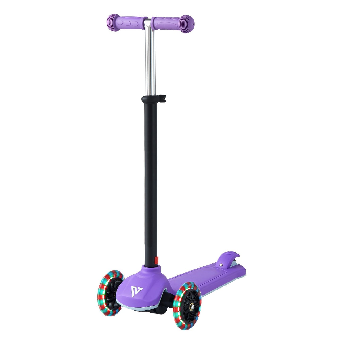 Kick Scooter For Kids Ages 3+, 3-Wheel Toddler Scooter With Light-Up Wheels, Adjustable Height Handlebar, Wide Anti-Slip Deck, Lightweight Aluminum Frame For Boys & Girls Up To 165 Lbs, Purple