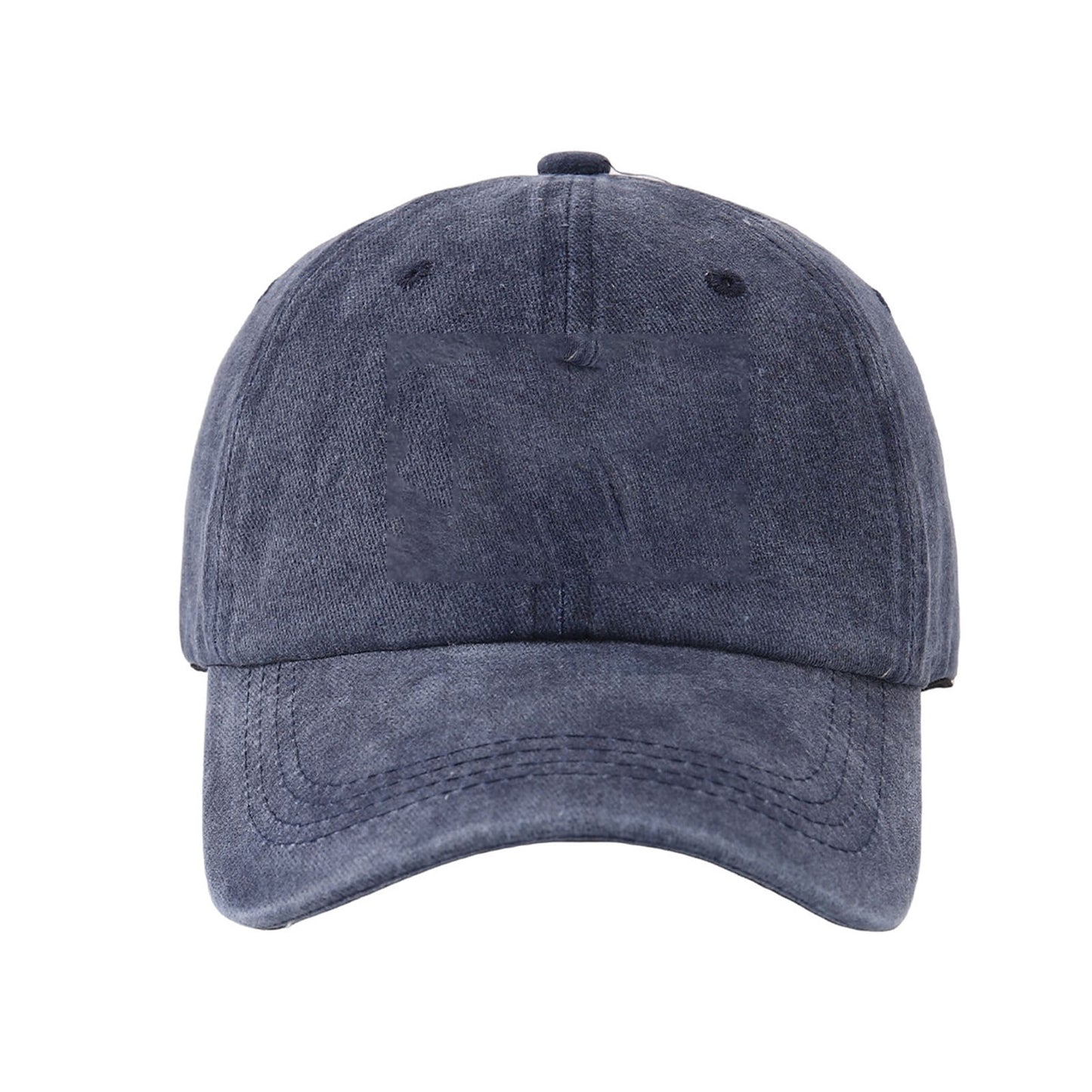 Baseball Cap Washable Cotton Printed Summer Men Hat Adjustable Head Circumference Navy Blue